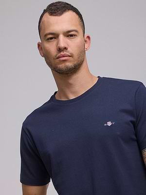 GANT navy pique t shirt small logo חולצת פיקה בצבע נייבי