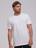 GANT white pique t shirt small logo חולצת פיקה בצבע לבן