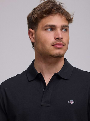גאנט פולו בצבע שחור GANT polo (SLIM fit) shield black - XL