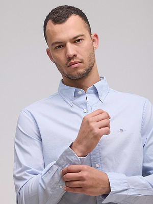 חולצה מכופתרת light blue poplin GANT Slim Fit תכלת