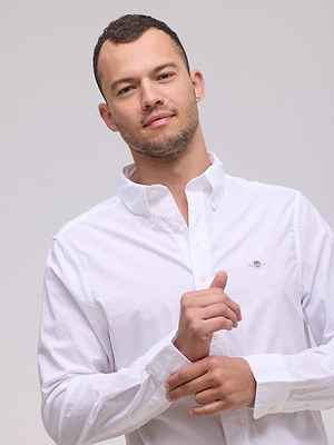 חולצה מכופתרת white poplin GANT Slim Fit לבן - XL
