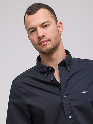 חולצה מכופתרת black poplin GANT Slim Fit שחור