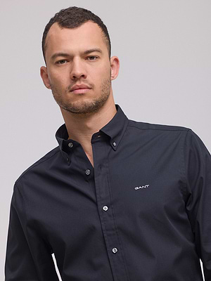חולצה מכופתרת בצבע שחור black GANT oxford Slim Fit
