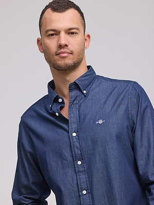 GANT jeans slim fit shirt חולצה מכופתרת בצבע ג'ינס כהה