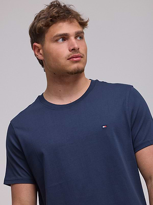 TOMMY HILFIGER logo t shirt חולצה בצבע נייבי בייסיק לוגו קטן צידי - XL