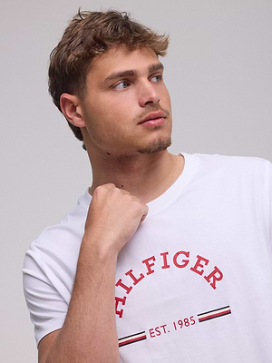 TOMMY HILFIGER logo t shirt חולצה בצבע לבן לוגו הילפיגר אדום בחזית המוצר