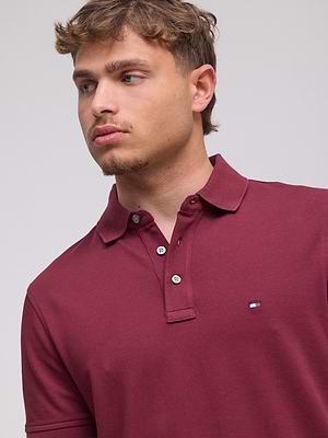 TOMMY HILFIGER polo bourduex small logo פולו סלים פיט בצבע בורדו עם לוגו קטן