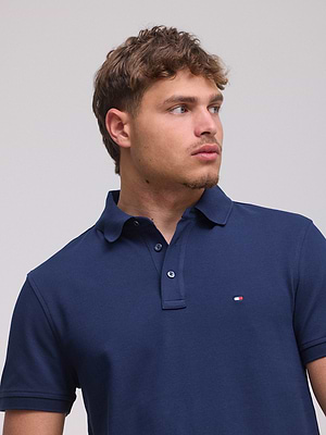 TOMMY HILFIGER polo blue small logo פולו סלים פיט בצבע כחול נייבי עם לוגו קטן - xl
