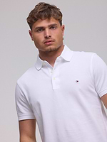 TOMMY HILFIGER polo white small logo פולו סלים פיט בצבע לבן עם לוגו קטן