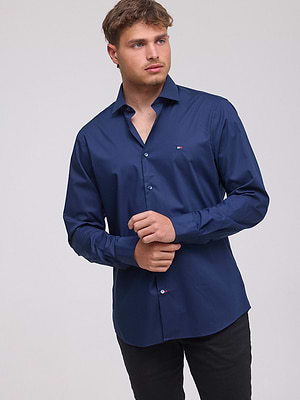 חולצה מכופתרת בצבע נייבי TOMMY HILFIGER tailored slim strech navy