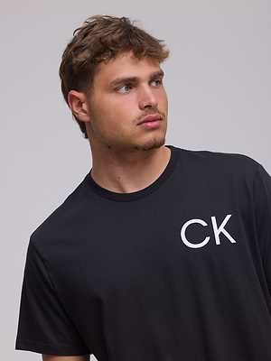 CALVIN KLEIN logo t shirt חולצה בצבע שחור עם לוגו CK צידי גדול - XL