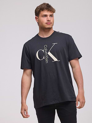 CALVIN KLEIN logo t shirt חולצה בצבע שחור לוגו במרכז CK - XL