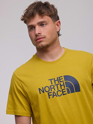 THE NORTH FACE logo t shirt חולצה בצבע צהוב עתיק עם לוגו גדול בחזית המוצר