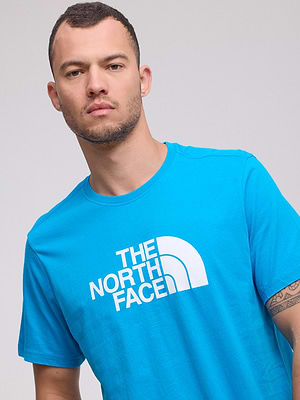 THE NORTH FACE logo t shirt חולצה בצבע כחול מרקר עם לוגו גדול בחזית המוצר