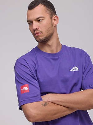 THE NORTH FACE logo t shirt חולצה בצבע סגול חזק עם לוגו קטן (אוברסייז)
