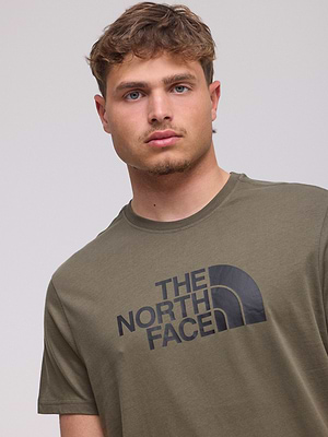 THE NORTH FACE logo t shirt חולצה בצבע ירוק זית עם לוגו גדול שחור בחזית המוצר