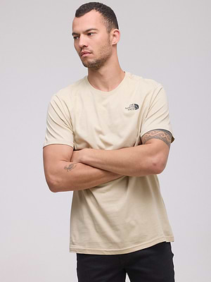 THE NORTH FACE logo t shirt חולצה בצבע בז׳ עם לוגו קטן - M