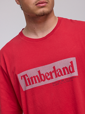 TIMBERLAND  logo t shirt חולצה בצבע אדום עם לוגו אדום בחזית המוצר