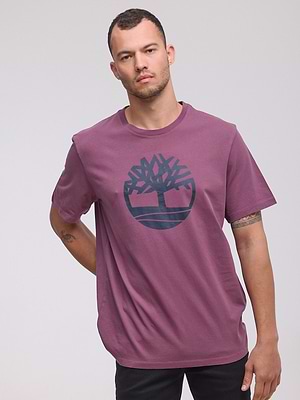 TIMBERLAND  logo t shirt חולצה בצבע סגול עם לוגו המותג במרכז המוצר