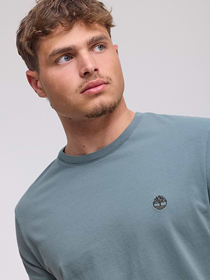 TIMBERLAND  logo t shirt חולצה בצבע כחול מעושן לוגו קטן צידי - M