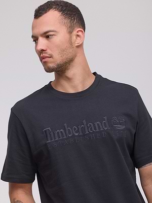 TIMBERLAND  logo t shirt חולצה בצבע שחור לוגו מלל שחור רקמה בחזית המוצר - M