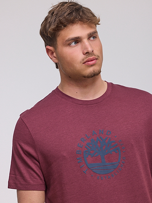 TIMBERLAND  logo t shirt חולצה בצבע בורדו לוגו המותג בצבע כחול P-3