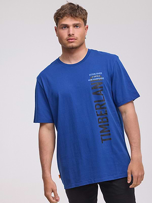 TIMBERLAND  logo t shirt חולצה בצבע כחול רויאל לוגו אורכי P-53