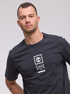TIMBERLAND  logo t shirt חולצה בצבע שחור עם לוגו קטן אמצעי - L