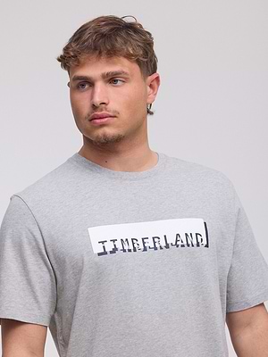 TIMBERLAND logo t shirt חולצה בצבע אפור עם לוגו המותג בחזית המוצר P-149