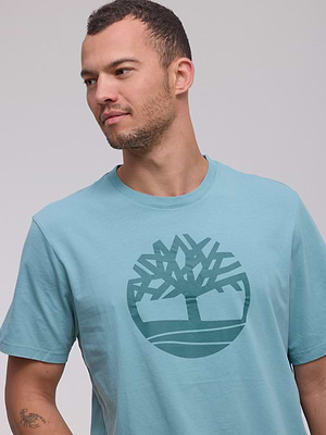 TIMBERLAND logo t shirt חולצה בצבע טורקיז עם לוגו בצבע כחול P-12