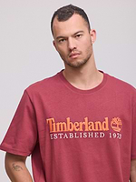 TIMBERLAND  logo t shirt חולצה בצבע בורדו עם רקמה בכתום