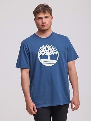 TIMBERLAND  logo t shirt חולצה בצבע כחול עם לוגו המותג בלבן P-13