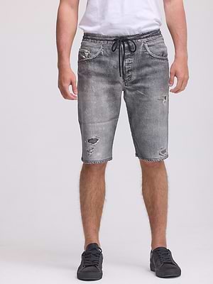 DIESEL jeans d-krooshort jogg ג'ינס דיזל ג'וג קצר צבע אפור גינס משופשף 068US
