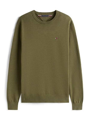 TOMMY HILFIGER green small logo sweatshirt סווטשירט בצבע ירוק לוגו קטן