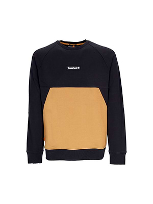 TIMBERLAND sweatshirt small logo סווטשירט משלוב שחור כתום עם לוגו קטן במרכז