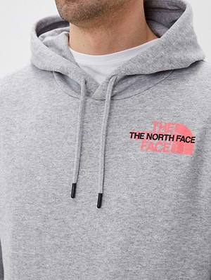 THE NORTH FACE hoodie gray pink small logo קפוצון אפור לוגו ורוד