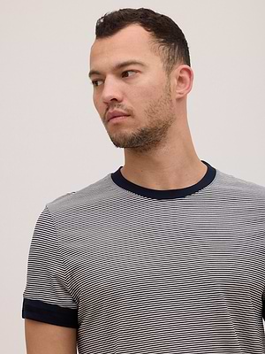 TOMMY JEANS logo t shirt חולצת פסים שחור לבן בייסיק