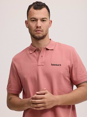 TIMBERLAND pudra polo פולו בצבע ורוד מעושן עם לוגו המותג בכתב