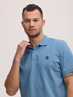 TIMBERLAND blue polo פולו בצבע כחול מעושן עם לוגו המותג בעיגול