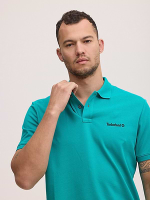 TIMBERLAND green polo פולו בצבע טורקיז עם לוגו המותג בכתב