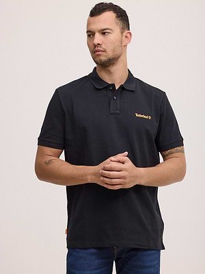 TIMBERLAND black polo פולו בצבע שחור עם לוגו המותג בכתב - xxl