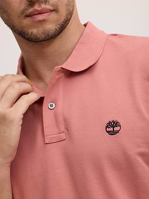 TIMBERLAND pudra polo פולו בצבע ורוד מעושן עם לוגו המותג עיגול
