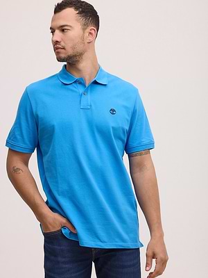 TIMBERLAND blue polo פולו בצבע כחול ניאון עם לוגו המותג עיגול