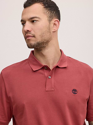 TIMBERLAND red polo פולו בצבע אדום אפרסק מעושן עם לוגו המותג עיגול