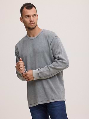 PALM MYKONOS  t shirt long sleeve white חולצה ארוכה וופל אפור בהיר oversize