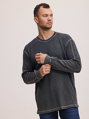 PALM MYKONOS  t shirt long sleeve white חולצה ארוכה וופל אפור כהה oversize - m