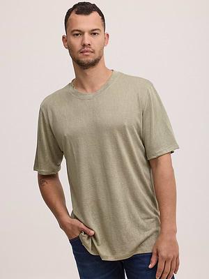 PALM MYKONOS light green linen t shirt חולצת פשתן בצבע ירוק פיסטוק OVERSIZE