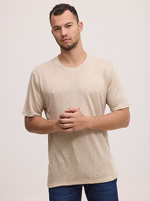 PALM MYKONOS beige linen t shirt חולצת פשתן בצבע בז' OVERSIZE