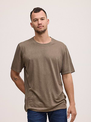PALM MYKONOS brown linen t shirt חולצת פשתן בצבע חום OVERSIZE