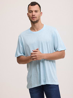 PALM MYKONOS light blue linen t shirt חולצת פשתן בצבע תכלת OVERSIZE